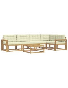 Set di divani da esterno 6 pcs Bianco e Crema 79 x 79 x 37 cm 2