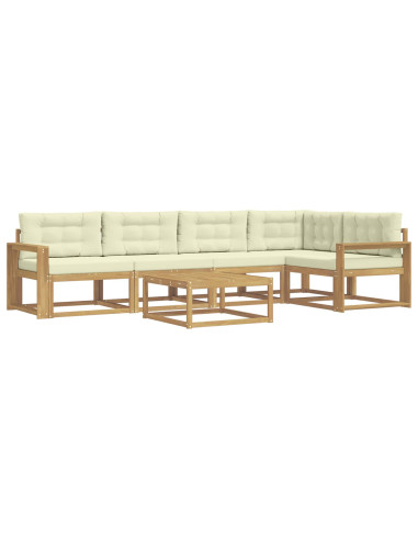 Set di divani da esterno 6 pcs Bianco e Crema 79 x 79 x 37 cm