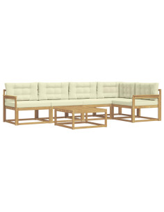 Set di divani da esterno 6 pcs Bianco e Crema 79 x 79 x 37 cm 2