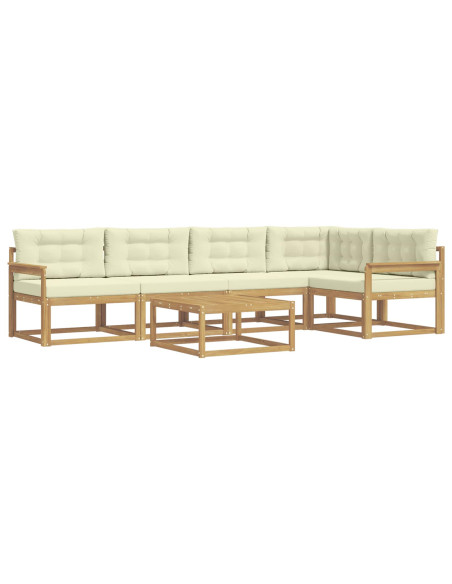 Set di divani da esterno 6 pcs Bianco e Crema 79 x 79 x 37 cm