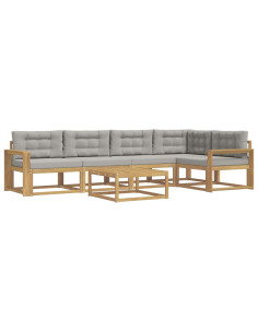 Set di divani da esterno 6 pcs Bianco e Grigio Chiaro 2
