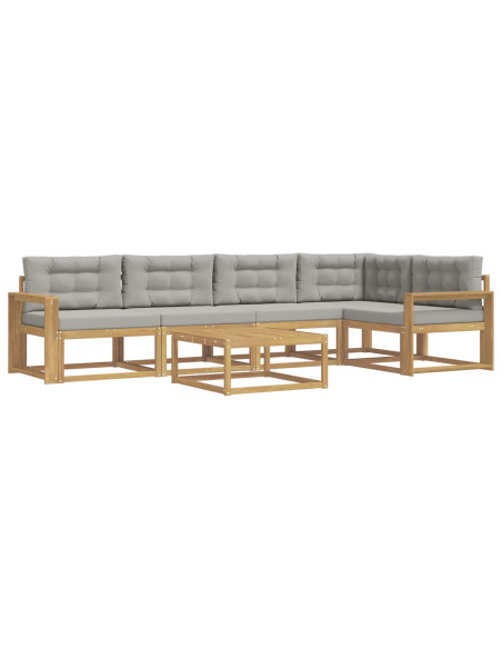 Set di divani da esterno 6 pcs Bianco e Grigio Chiaro
