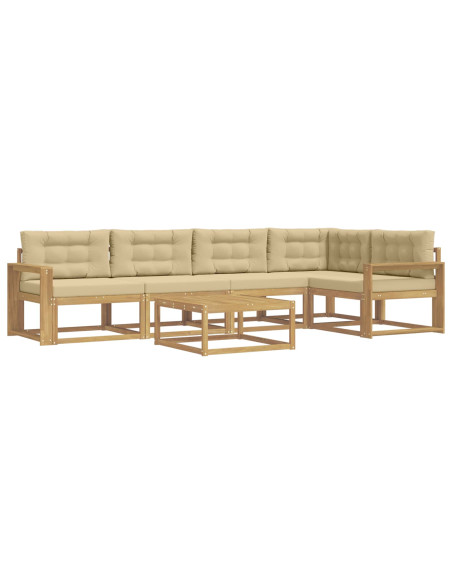 Set di divani da esterno 6 pcs Bianco e Beige 79 x 79 x 37 cm