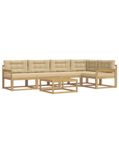 Set di divani da esterno 6 pcs Bianco e Beige 79 x 79 x 37 cm 2