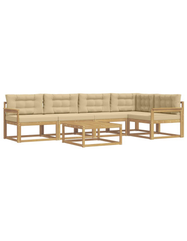 Set di divani da esterno 6 pcs Bianco e Beige 79 x 79 x 37 cm