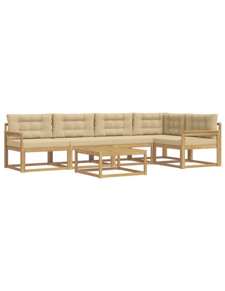 Set di divani da esterno 6 pcs Bianco e Beige 79 x 79 x 37 cm