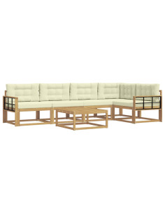 Set di divani da esterno 6 pcs Bianco e Crema 79 x 79 x 37 cm 2