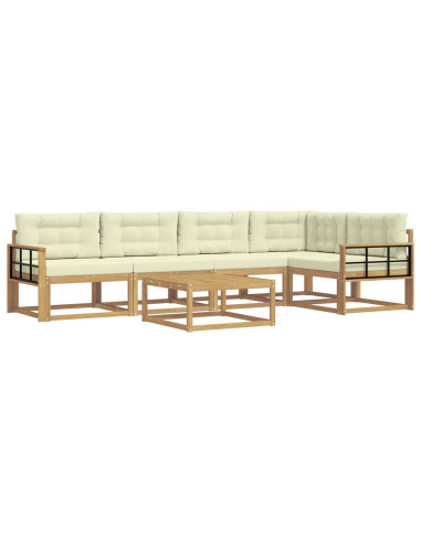 Set di divani da esterno 6 pcs Bianco e Crema 79 x 79 x 37 cm