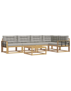 Set di divani da esterno 6 pcs Bianco e Grigio Chiaro 2