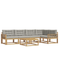 Set di divani da esterno 6 pcs Bianco e Grigio Chiaro 2