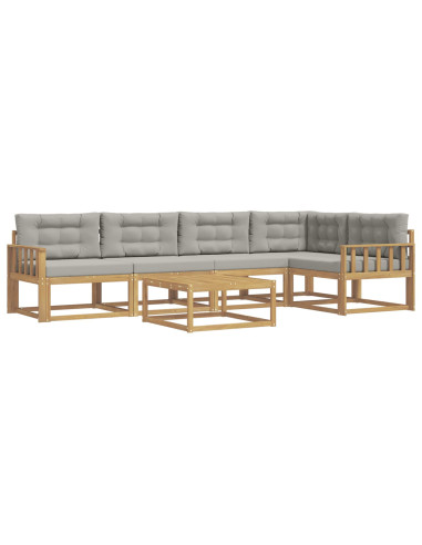 Set di divani da esterno 6 pcs Bianco e Grigio Chiaro