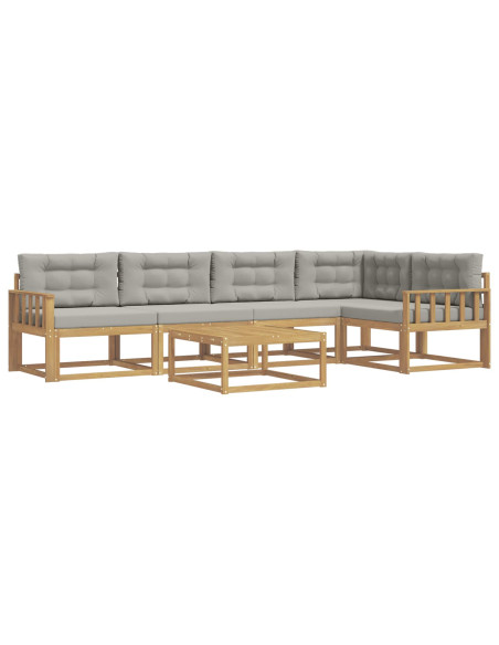 Set di divani da esterno 6 pcs Bianco e Grigio Chiaro