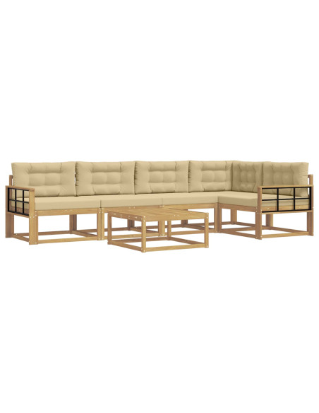Set di divani da esterno 6 pcs Bianco e Beige 79 x 79 x 37 cm