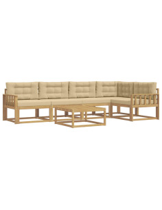 Set di divani da esterno 6 pcs Bianco e Beige 79 x 79 x 37 cm 2