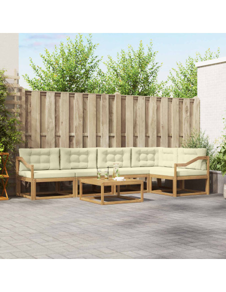 Set di divani da esterno 6 pcs Bianco e Crema 79 x 79 x 37 cm