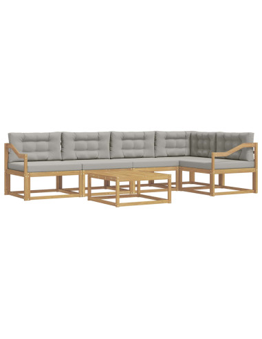 Set di divani da esterno 6 pcs Bianco e Grigio Chiaro