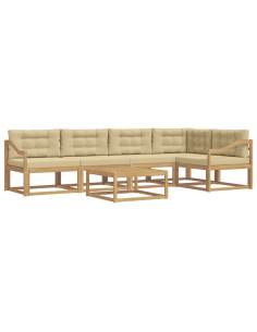 Set di divani da esterno 6 pcs Bianco e Beige 79 x 79 x 37 cm 2