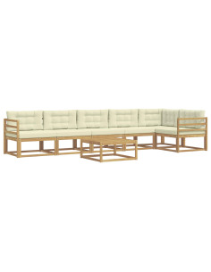 Set di divani da esterno 7 pcs Bianco e Crema 79 x 79 x 37 cm 2