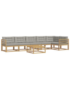 Set di divani da esterno 7 pcs Bianco e Grigio Chiaro 2