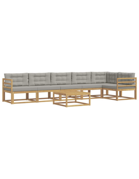 Set di divani da esterno 7 pcs Bianco e Grigio Chiaro