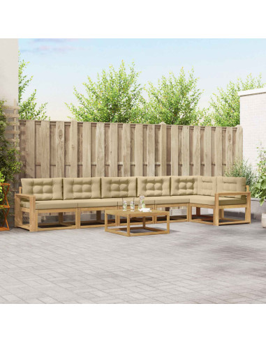 Set di divani da esterno 7 pcs Bianco e Beige 79 x 79 x 37 cm