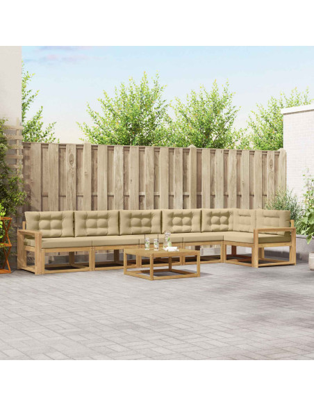 Set di divani da esterno 7 pcs Bianco e Beige 79 x 79 x 37 cm