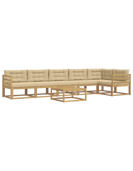 Set di divani da esterno 7 pcs Bianco e Beige 79 x 79 x 37 cm