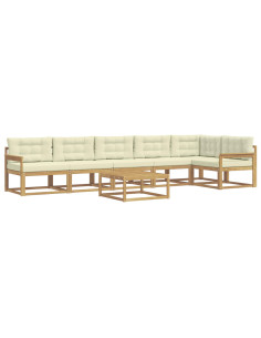 Set di divani da esterno 7 pcs Bianco e Crema 79 x 79 x 37 cm 2