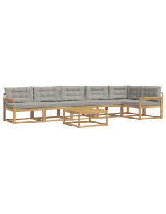 Set di divani da esterno 7 pcs Bianco e Grigio Chiaro 2