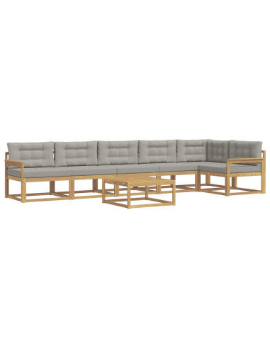Set di divani da esterno 7 pcs Bianco e Grigio Chiaro