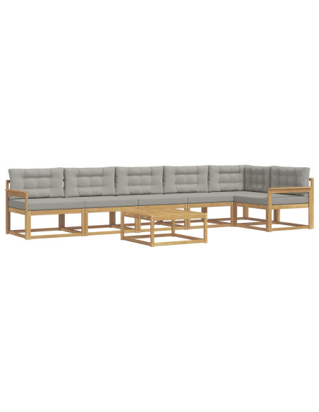 Set di divani da esterno 7 pcs Bianco e Grigio Chiaro