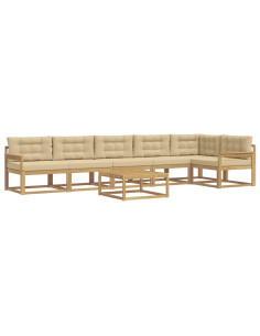 Set di divani da esterno 7 pcs Bianco e Beige 79 x 79 x 37 cm 2