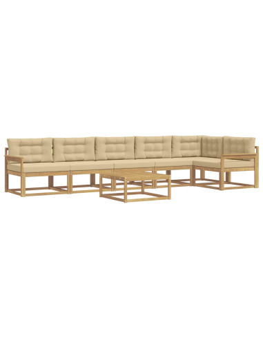 Set di divani da esterno 7 pcs Bianco e Beige 79 x 79 x 37 cm