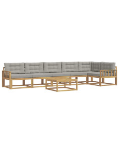 Set di divani da esterno 7 pcs Bianco e Grigio Chiaro 2