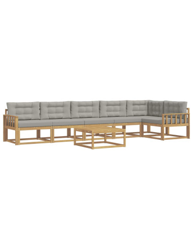 Set di divani da esterno 7 pcs Bianco e Grigio Chiaro