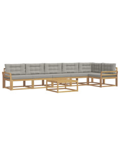 Set di divani da esterno 7 pcs Bianco e Grigio Chiaro 2