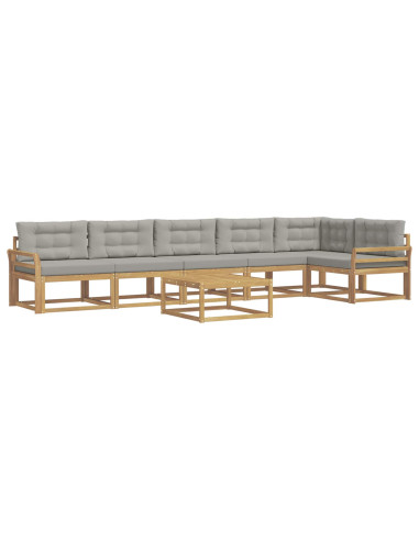 Set di divani da esterno 7 pcs Bianco e Grigio Chiaro