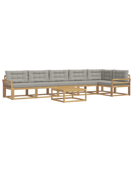Set di divani da esterno 7 pcs Bianco e Grigio Chiaro