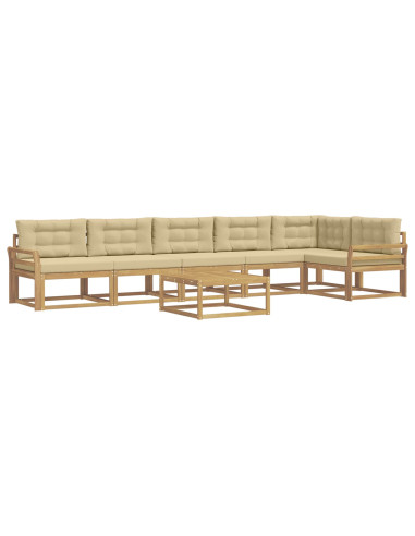 Set di divani da esterno 7 pcs Bianco e Beige 79 x 79 x 37 cm