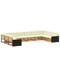 Set divani con cuscino 10 pcs Legno di Acacia Massello