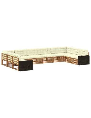 Set divani con cuscino 10 pcs Legno di Acacia Massello