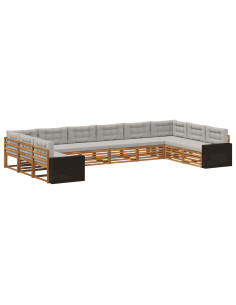 Set divani con cuscino 10 pcs Legno di Acacia Massello