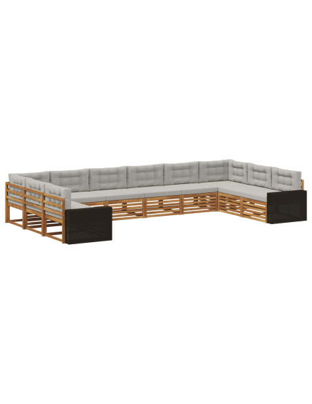 Set divani con cuscino 10 pcs Legno di Acacia Massello