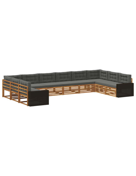 Set divani con cuscino 10 pcs Legno di Acacia Massello