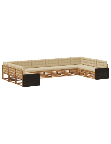 Set divani con cuscino 10 pcs Legno di Acacia Massello