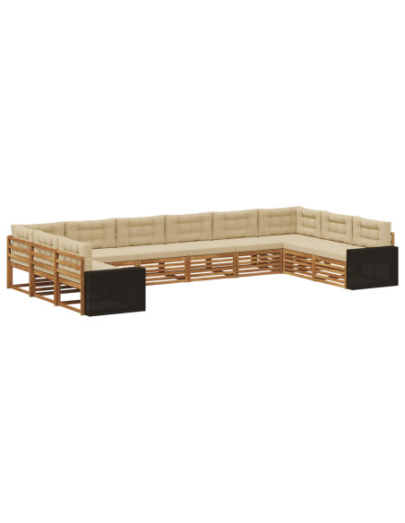 Set divani con cuscino 10 pcs Legno di Acacia Massello