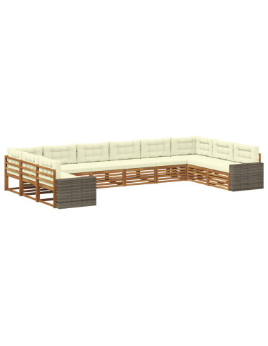 Set divani con cuscino 10 pcs Legno di Acacia Massello