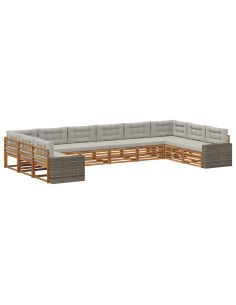 Set divani con cuscino 10 pcs Legno di Acacia Massello