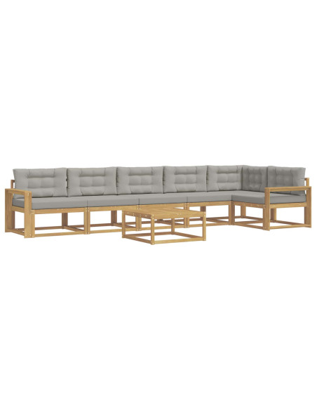 Set di divani da esterno 7 pcs Bianco e Grigio Chiaro