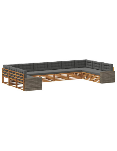 Set divani con cuscino 10 pcs Legno di Acacia Massello